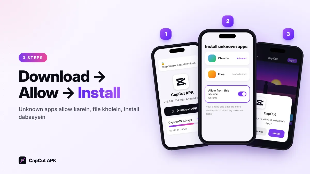 CapCut APK download aur install karne ke 3 steps