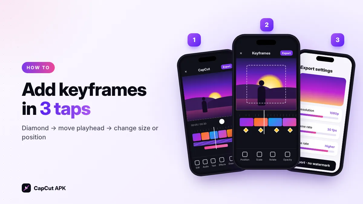 Steps to add keyframes in CapCut timeline