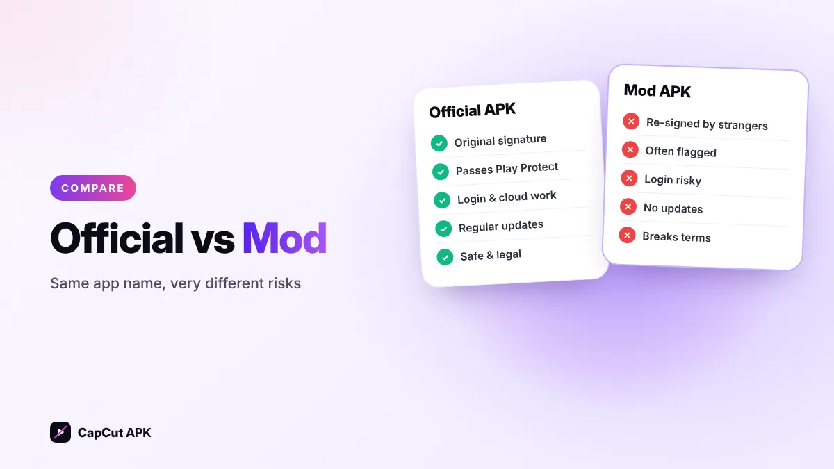 CapCut Mod APK vs official CapCut APK comparison