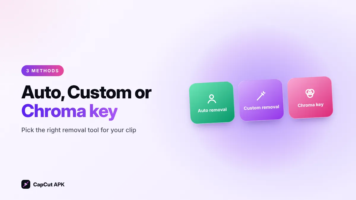 CapCut Remove BG menu: Auto removal, Custom removal, Chroma key